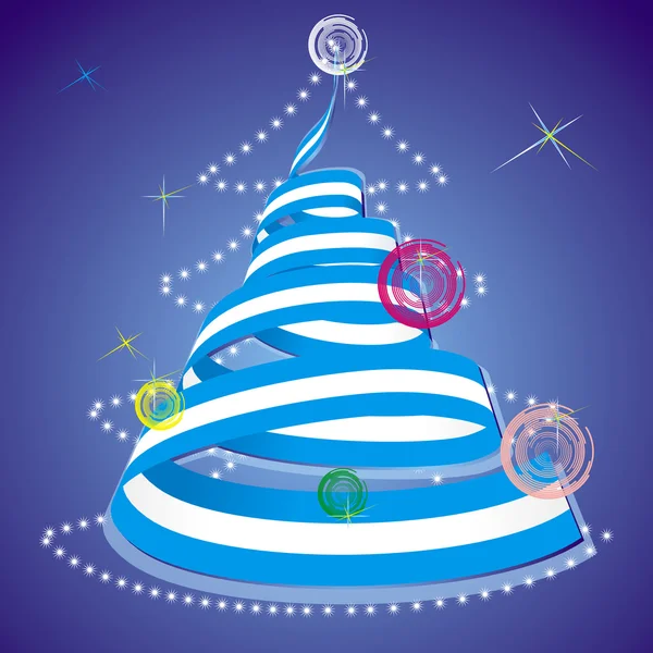 Jultema - xmas tree med spiral streamer i färgerna i flaggan — Stock vektor