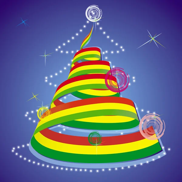 Tema de Navidad - árbol de Navidad con serpentín en espiral en colores de la bandera nacional — Archivo Imágenes Vectoriales