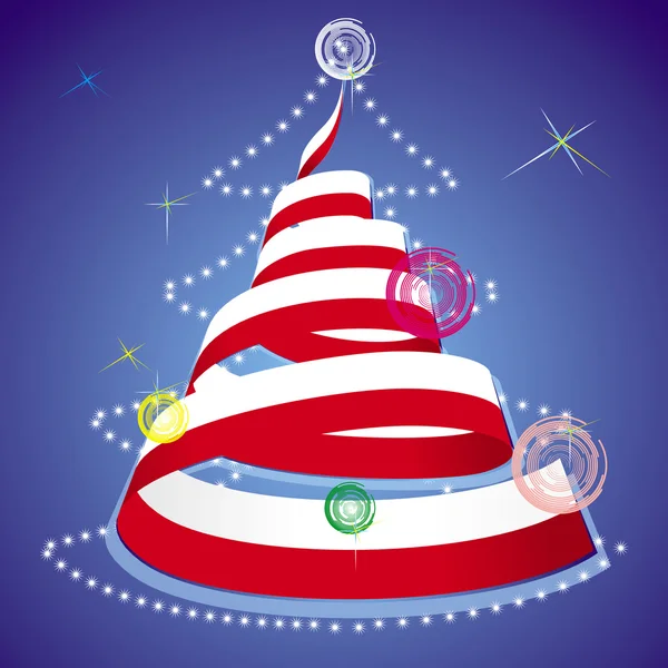 Kerstmis thema - kerstboom met spiraal streamer in kleuren van nationale vlag — Stockvector
