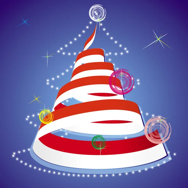 Tema de Natal - árvore de xmas com espiral streamer em cores da bandeira nacional — Vetor de Stock