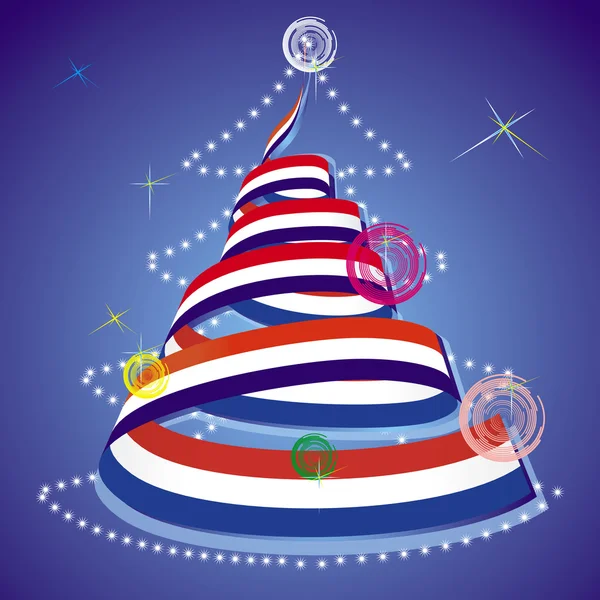 Thème de Noël - arbre de Noël avec banderole en spirale aux couleurs du drapeau national — Image vectorielle