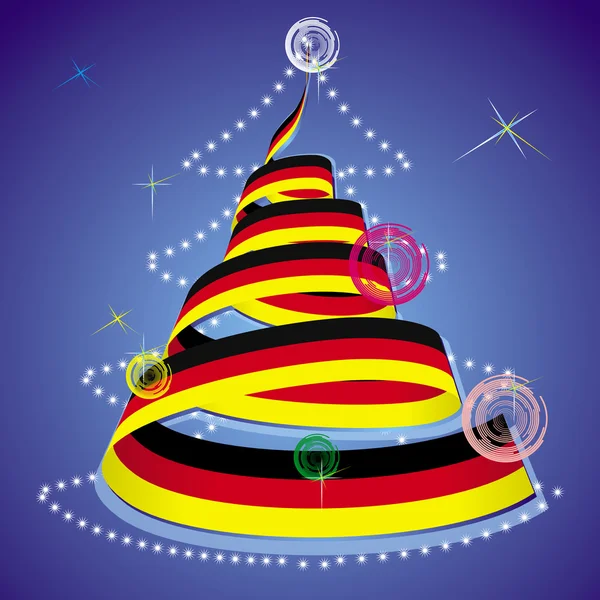 Tema de Navidad - árbol de Navidad con serpentín en espiral en colores de la bandera nacional — Archivo Imágenes Vectoriales