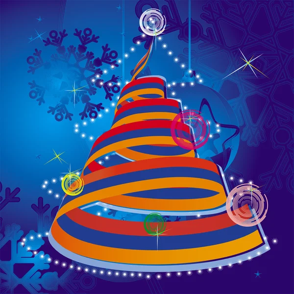 Tema de Navidad - árbol de Navidad con serpentín en espiral en colores de la bandera nacional — Vector de stock