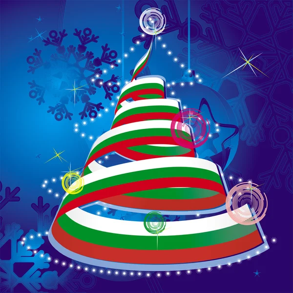 Tema de Navidad - árbol de Navidad con serpentín en espiral en colores de la bandera nacional — Vector de stock