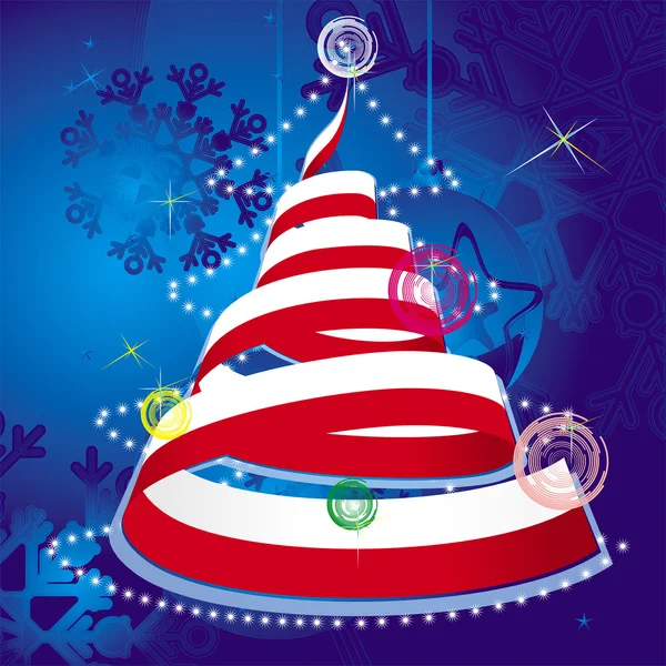 圣诞主题-圣诞树与螺旋流光在国旗的颜色 — 图库矢量图片