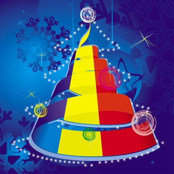 Noel Tema - sarmal flama ulusal bayrak renkleri ile xmas ağacı — Stok Vektör