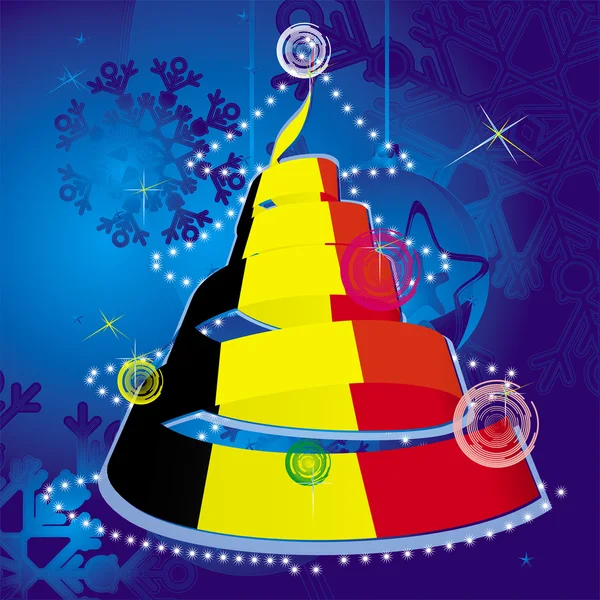 क्रिसमस थीम राष्ट्रीय ध्वज के रंगों में सर्पिल स्ट्रीमर के साथ xmas पेड़ — स्टॉक वेक्टर