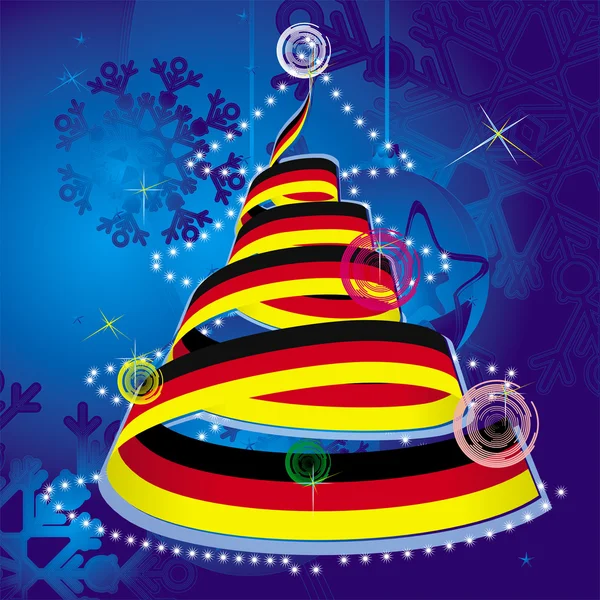 Tema de Navidad - árbol de Navidad con serpentín en espiral en colores de la bandera nacional — Archivo Imágenes Vectoriales