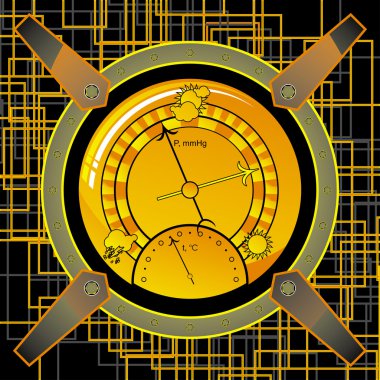 Gezinme araç - barometre bir arka plan üzerinde steampunk tarzı