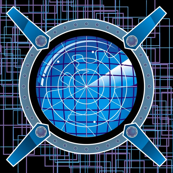 航海仪器-雷达在抽象的背景上的蒸汽朋克风格 — 图库矢量图片