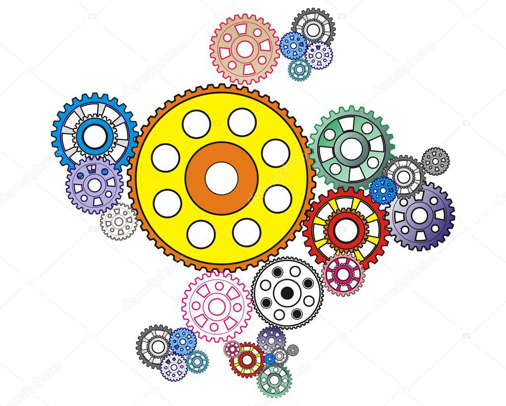 Colorful gears set — Stock Vector © tandemich 9872400