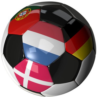 Isolated soccer ball with flags of group B, 2012 clipart