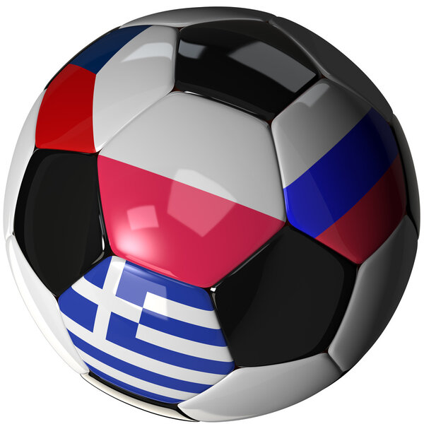 Isolated soccer ball with flags of group A, 2012