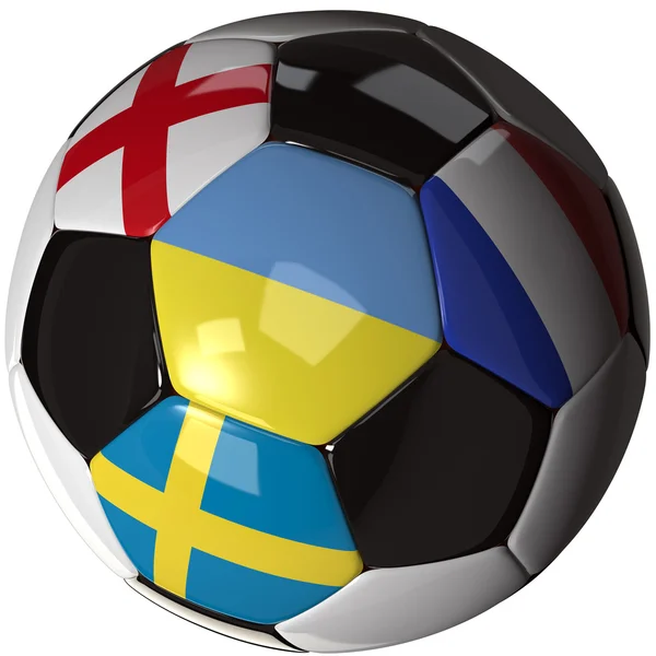 孤立的足球球与旗帜的 d 组，2012 — 图库照片