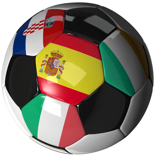 C grubu, 2012 bayrakları taşıyan izole futbol topu Telifsiz Stok Imajlar