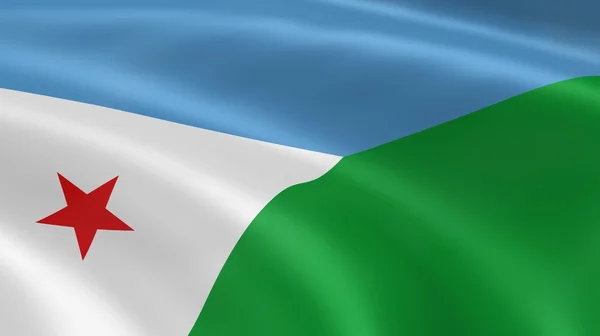 Djiboutian vlajka ve větru — Stock fotografie