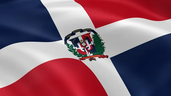 Dominikanska republiken flagga i vinden — Stockfoto