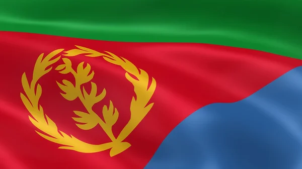 Eritreanske flag i vinden - Stock-foto