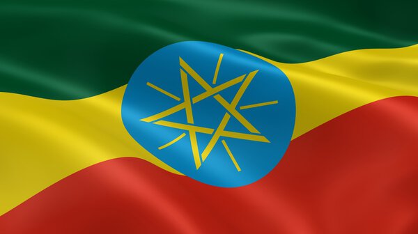 Эфиопский флаг на ветру
