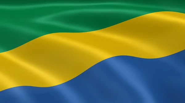 Gabonees vlag in de wind — Stockfoto