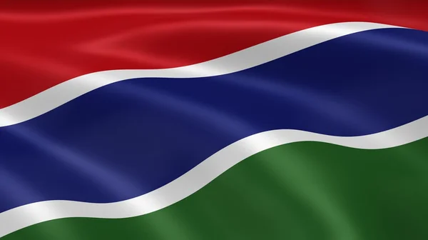 Gambijské vlajka ve větru — Stock fotografie