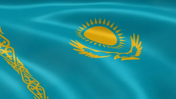 Kazakhstani flag in the wind — Stock Photo, Image