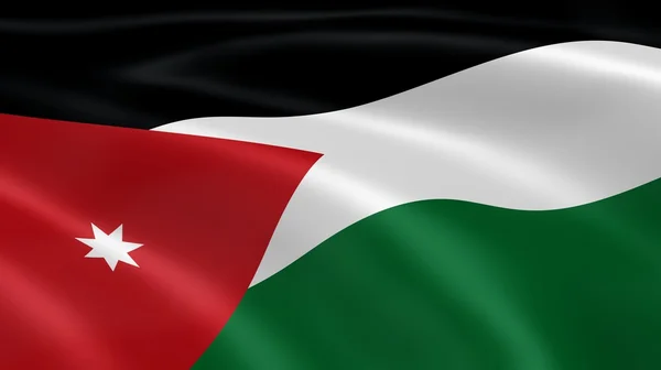 Jordansk flagg i vinden – stockfoto