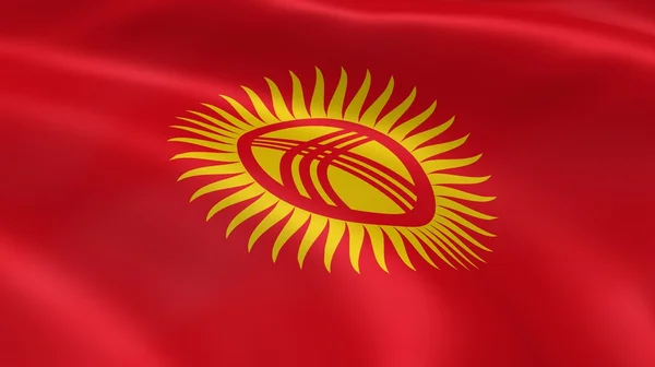 Kyrgyzstani flag in the wind — Stock Photo, Image