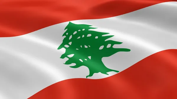 Libanonská vlajka ve větru — Stock fotografie