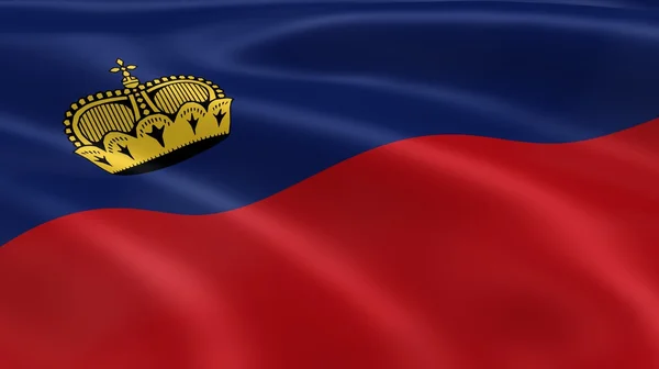 Lichtenštejnského vlajka ve větru — Stock fotografie