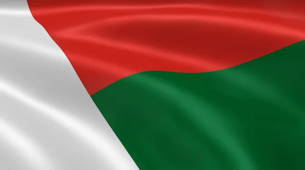 Madagaskarský vlajka ve větru — Stock fotografie