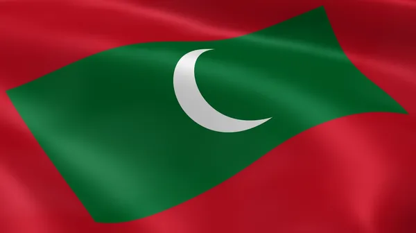 Maldiviska flagga i vinden — Stockfoto
