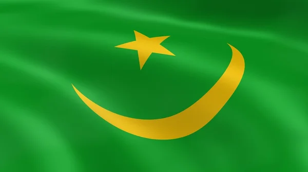 Mauritansk flagg i vinden – stockfoto