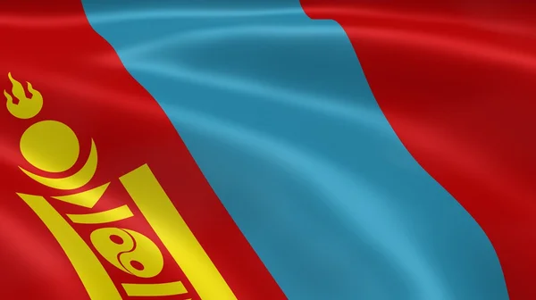 Mongolian flag in the wind — Stock Photo, Image