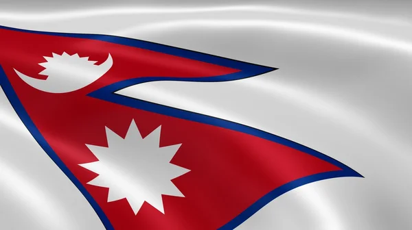 Bandeira nepalesa ao vento — Fotografia de Stock