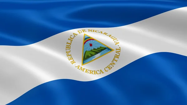Флаг Никарагуа на ветру — стоковое фото