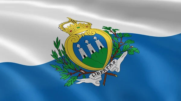 San Marinó zászló a szélben — Stock Fotó