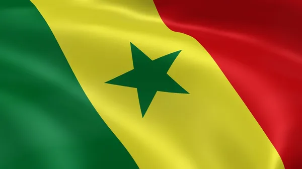 Bandeira senegalesa ao vento — Fotografia de Stock