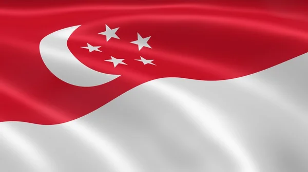 Singaporean flag in the wind — Stock Photo, Image