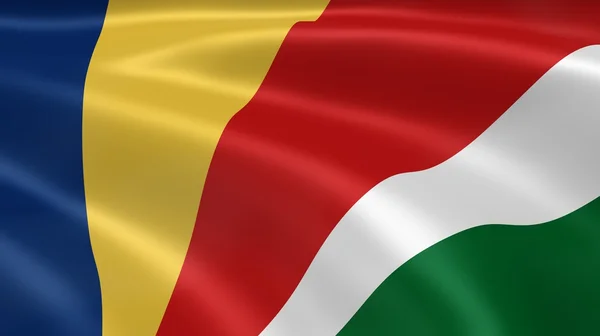 Seychellois flag i vinden - Stock-foto