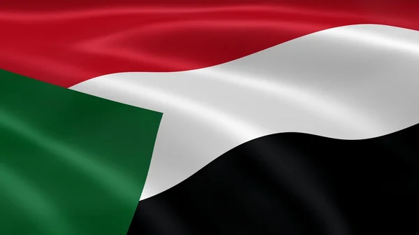Bandeira sudanesa ao vento — Fotografia de Stock