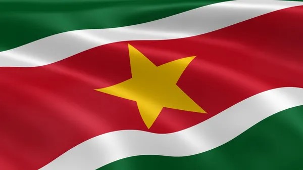 Bandeira do Suriname ao vento — Fotografia de Stock