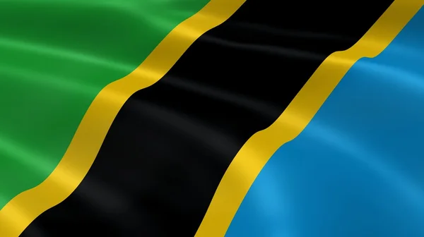 Bandiera tanzaniana al vento — Foto Stock