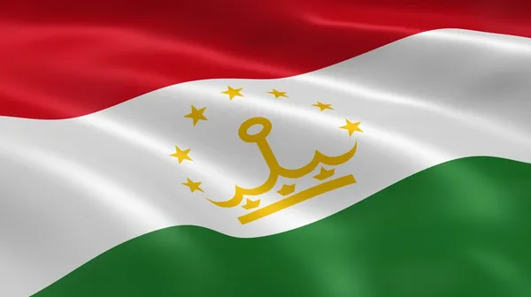Tádzsikisztáni zászló a szélben — Stock Fotó