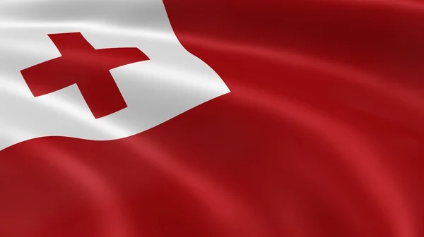 Tongan flag in the wind — Stock Photo, Image