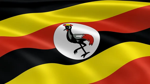Bandeira ugandense ao vento — Fotografia de Stock