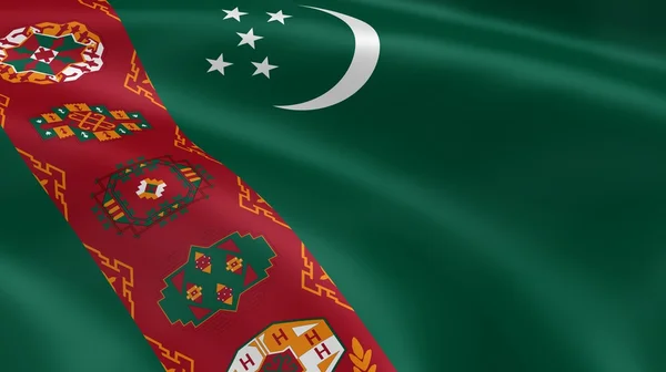 Turkmenština vlajka ve větru — Stock fotografie