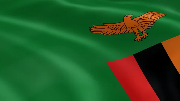 A szél-ben zambiai zászló — Stock Fotó