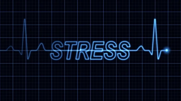 Eletrocardiograma com palavra Stress — Fotografia de Stock