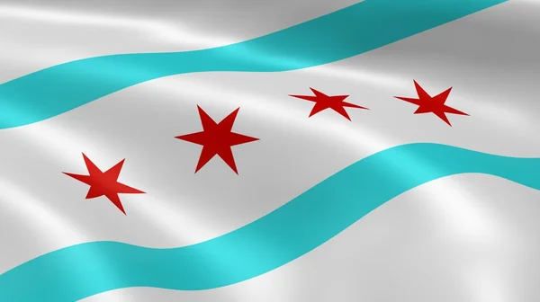 Chicagoansk flag i vinden - Stock-foto